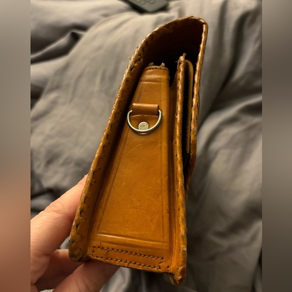 Hand Tooled Genuine Leather Bag c.1960-70s - Picture 9 of 12